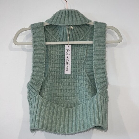 For Love & Lemons Mint Dominique Cropped Backless Sweater Tank Size XL - Picture 10 of 15